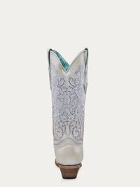 Corral Women's Embroidery Crystal Tall Boots in white - women's shoe - alternate view