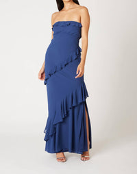 Cotton Candy La - Strapless Ruffle Tiered Maxi Dress