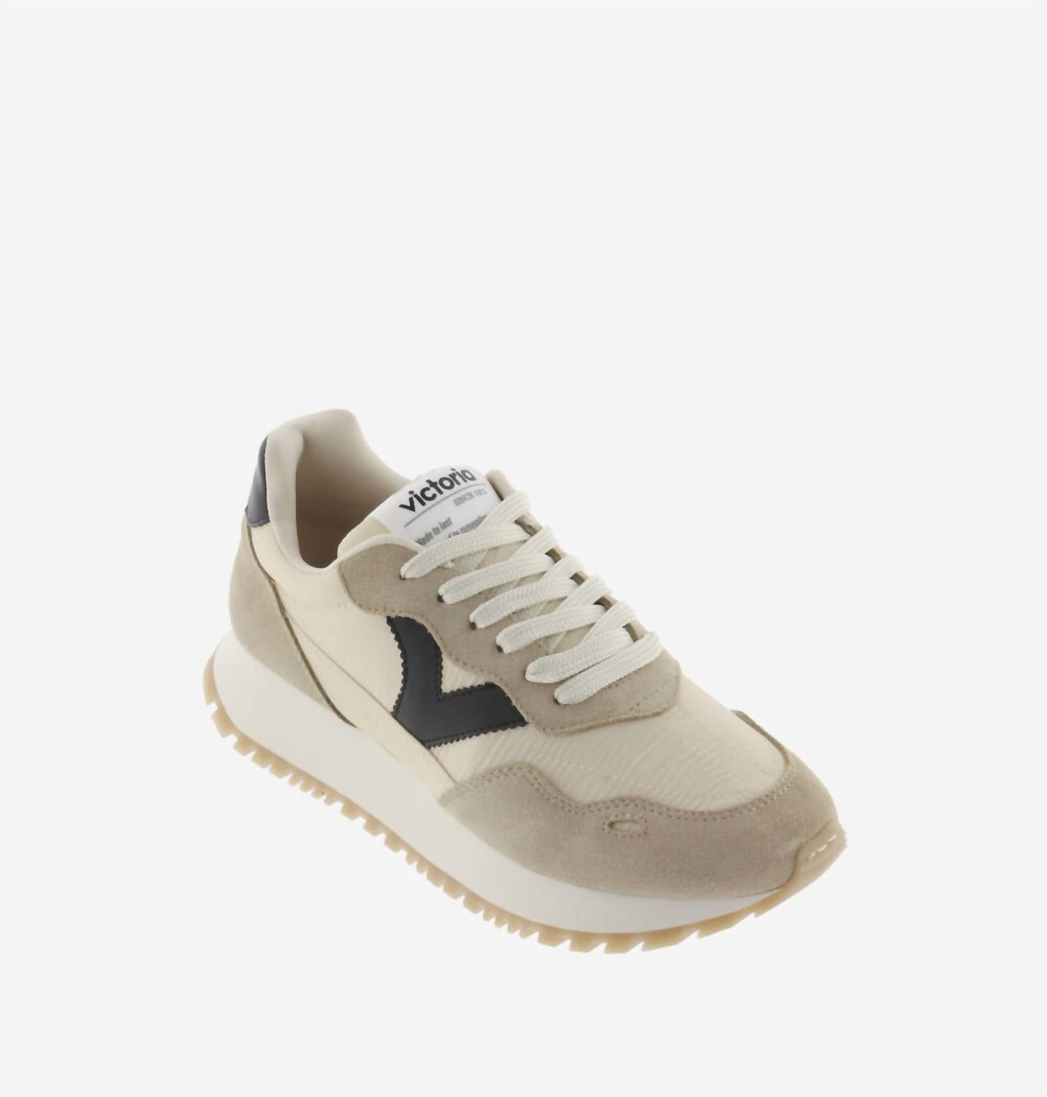 VICTORIA Women's Viento Nylon & Serra Shoes in beige - women's sneaker - detail view