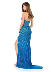 ASHLEYlauren Sweetheart Beaded Prom Dress in peacock - women's dress - alternate view