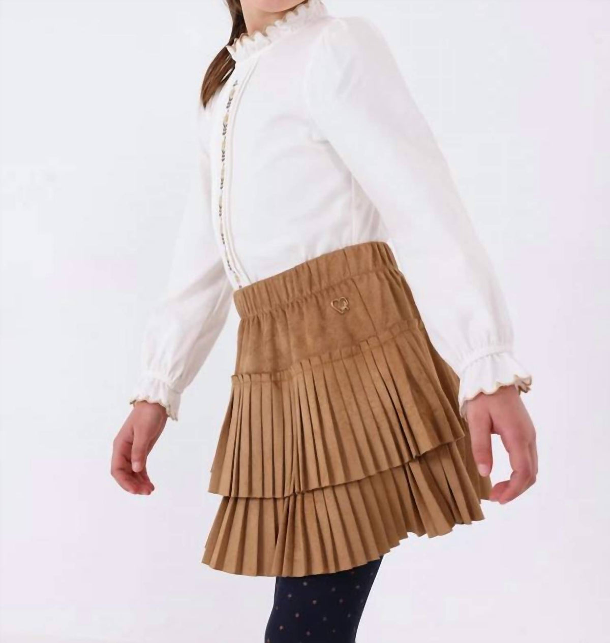 Mayoral - Girls Pleated Suede Skirt