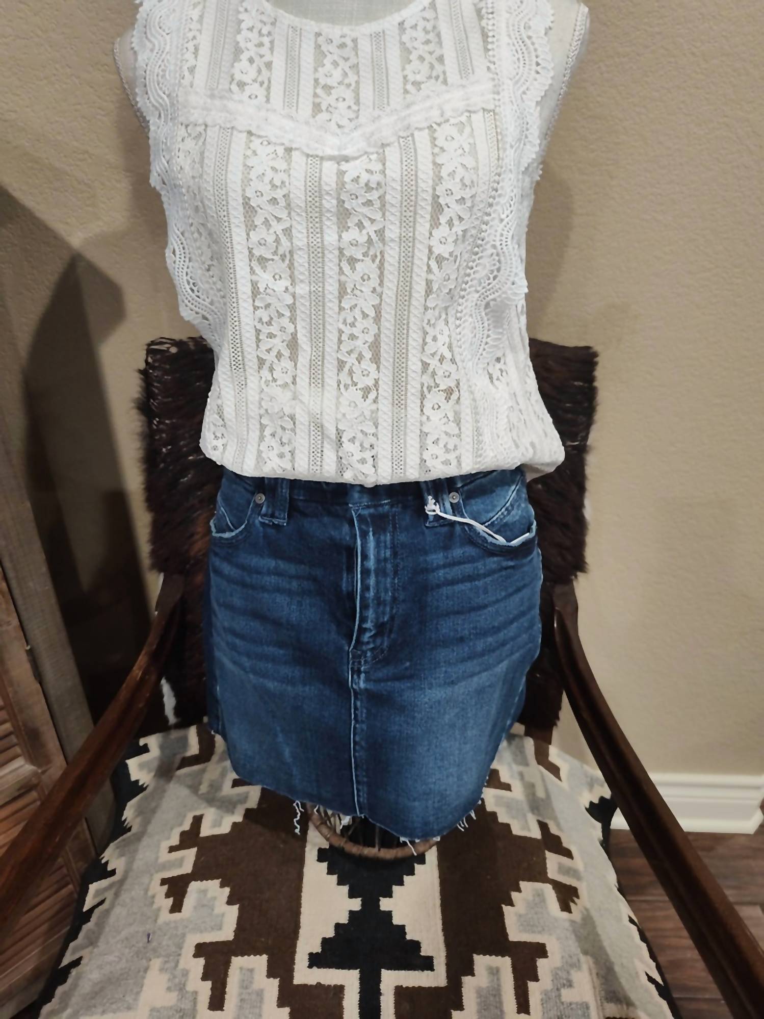 WISHLIST Women's Lace See Through Top in shell - women's blouse - detail view