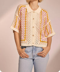 Strut & Bolt - Summer Squares Crochet Button Down Shirt