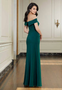 MGNY Draped Bodice Off The Shoulder Dress in emerald - women's dress - alternate view
