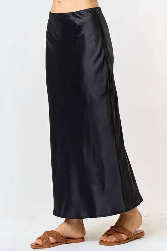 Lalavon - Satin Flared Midi Skirt