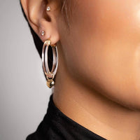 Gold & Honey - Women's Heart Charm Lucite Hoop Earrings