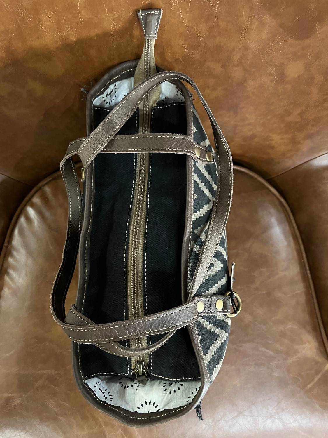 Myra Women's Chevron Tote in black - women's bag - alternate view
