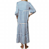 Cezele - Print Three Quarter Puff Sleeve Maxi Dress
