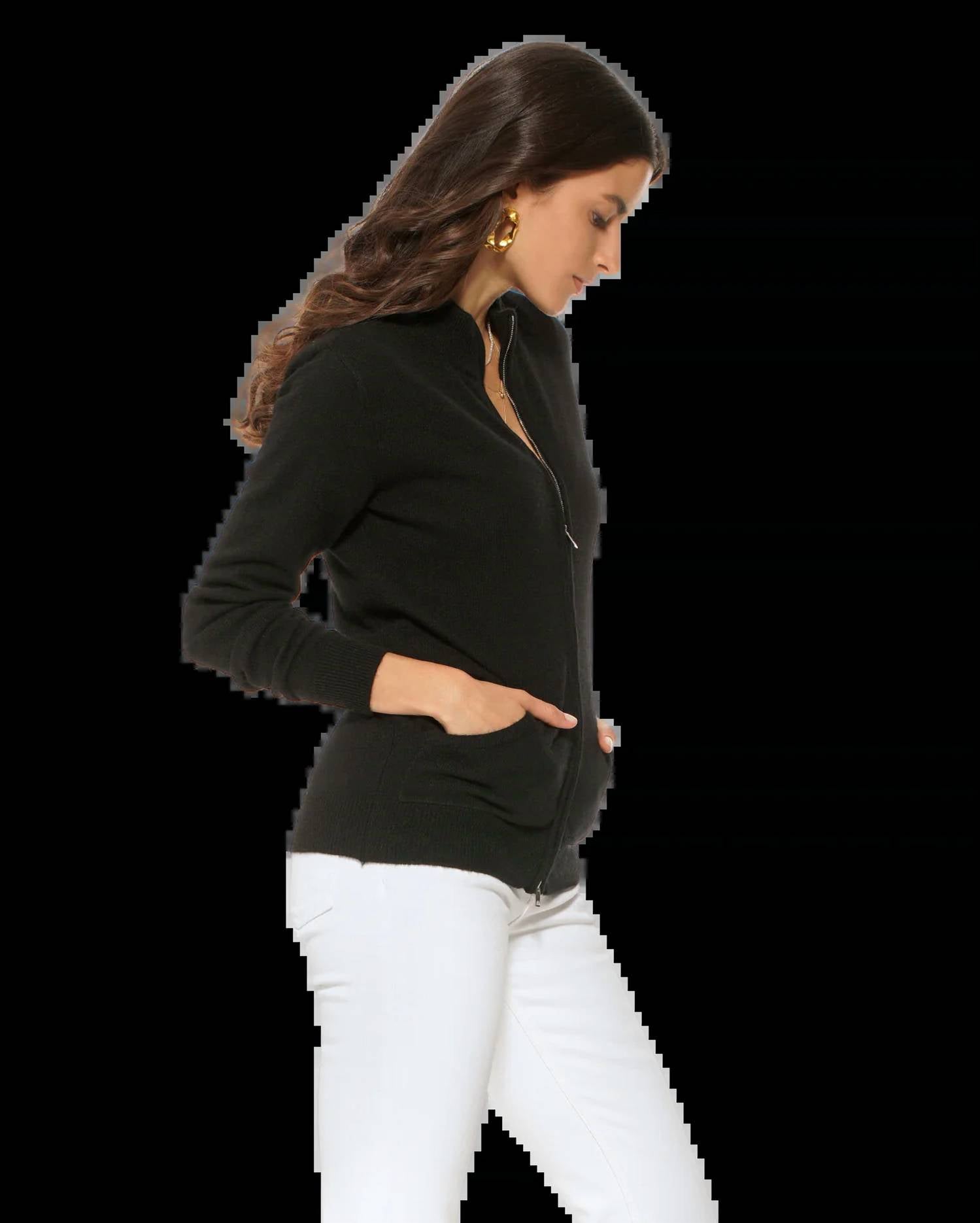 Monticelli Cashmere - Women's Pure Cashmere Zip Cardigan
