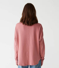 Michael Stars Laurel Mock Neck Top in pink - women's long sleeve top - alternate view