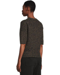 Lilla P Marled Short Sleeve Top in black marl - women's t-shirt - alternate view