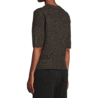 Lilla P Marled Short Sleeve Top in black marl - women's t-shirt - detail view
