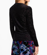 Johnny Was Natalie Long Sleeve Mesh Tee in tova - women's long sleeve top - detail view