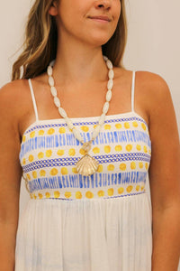 Skies Are Blue - Talli Tropical Scenic Print Sleeveless Midi Dress