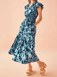 OMIKA Willa Midi Dress in lolita harbor - women's dress - detail view