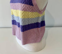 Autumn Cashmere Women's Chevron Stitch Rainbow Sweater in pastel - women's shirt - alternate view
