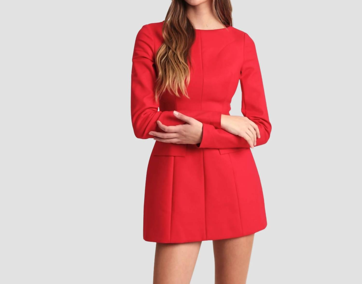 Sky To Moon - Boat Neck Long Sleeve Slim Fit-In Mini Dress
