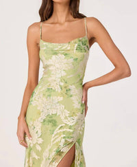 Astr - Gaia Burnout Velvet Cowl Midi Dress