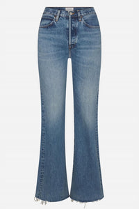 FRAME Lax Wide Leg Flare Jeans in numeral raw fray - women's jeans - alternate view