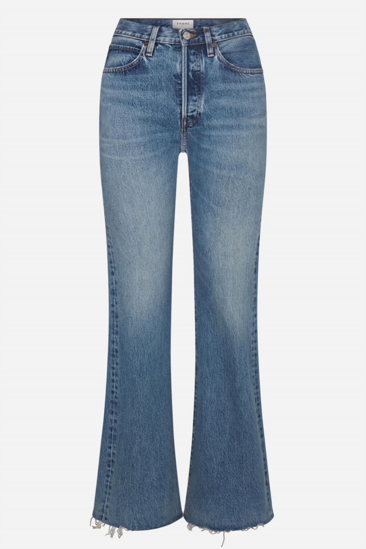 FRAME Lax Wide Leg Flare Jeans in numeral raw fray - women's jeans - alternate view