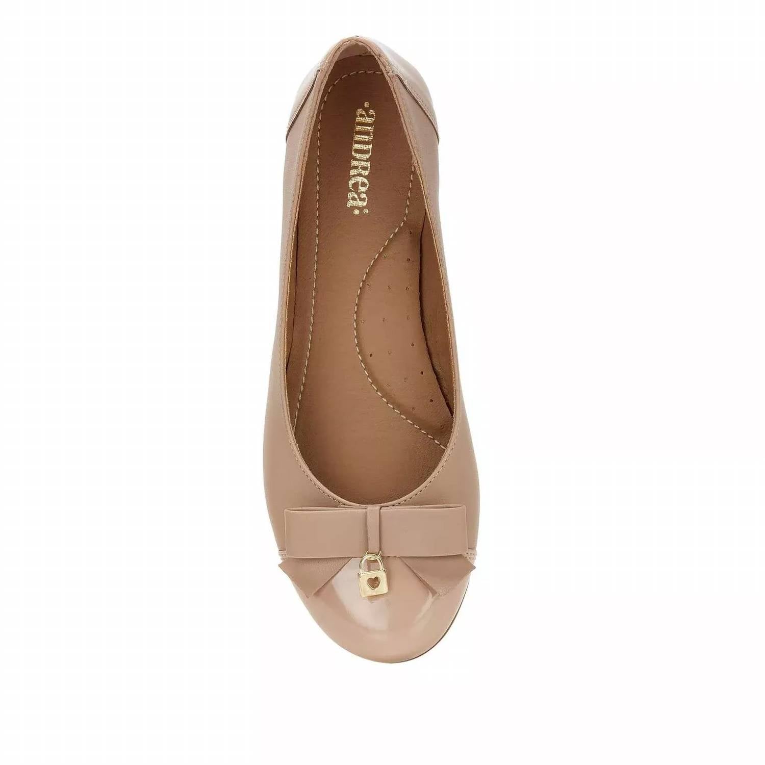 Andrea - Women's Ballerinas With Bow and Golden Lock Charm Flats