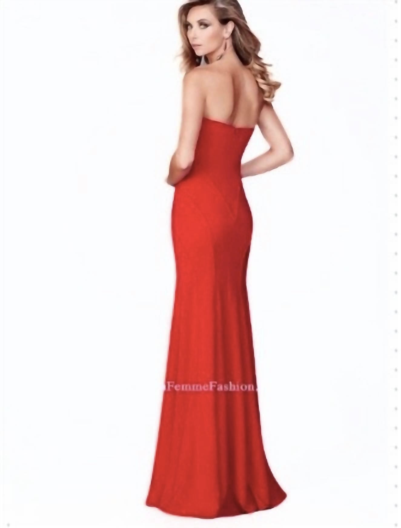 La Femme - Red strapless gown