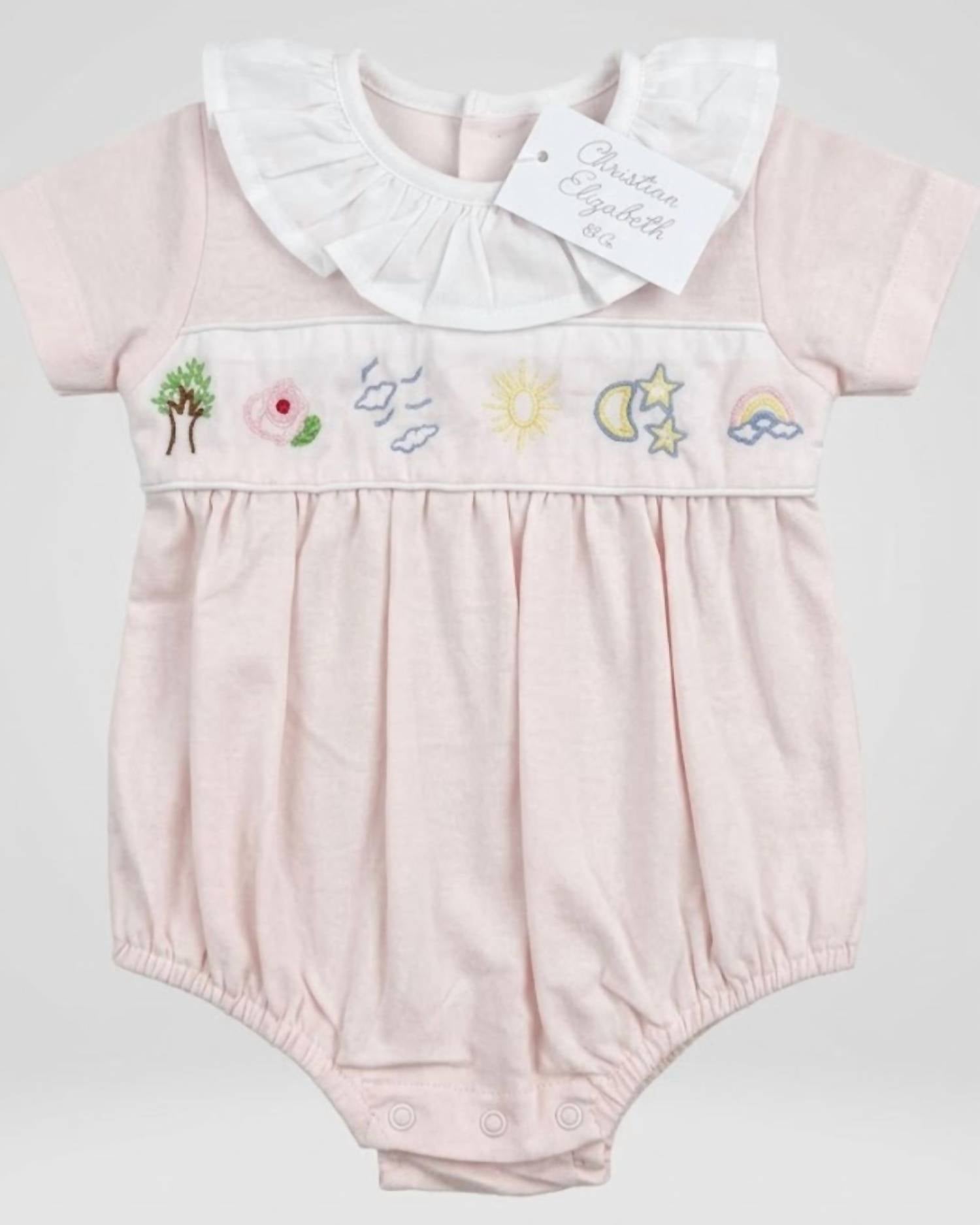 CHRISTIAN ELIZABETH Kid's Wonderful World Bubble Romper in pale pink - kids' item