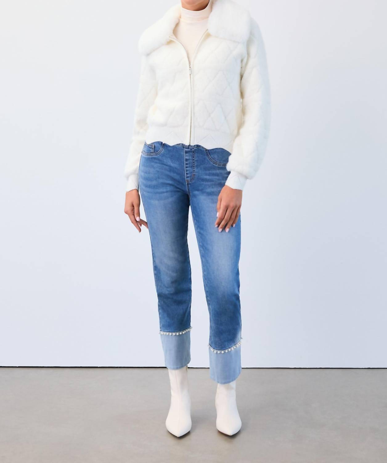 Fdj - Detachable Collar Sweater Bomber Jacket