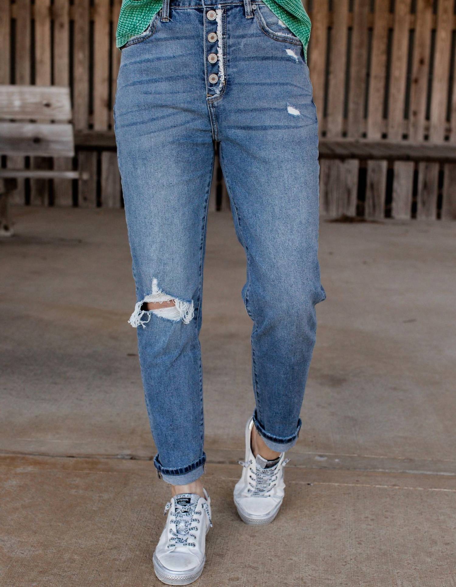 Kancan - Tera High Rise Cuffed Mom Jeans
