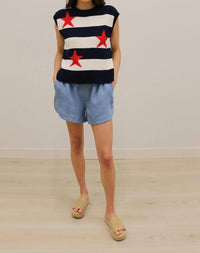 Skies Are Blue - Stars Striped Americana Relaxed Knit Top