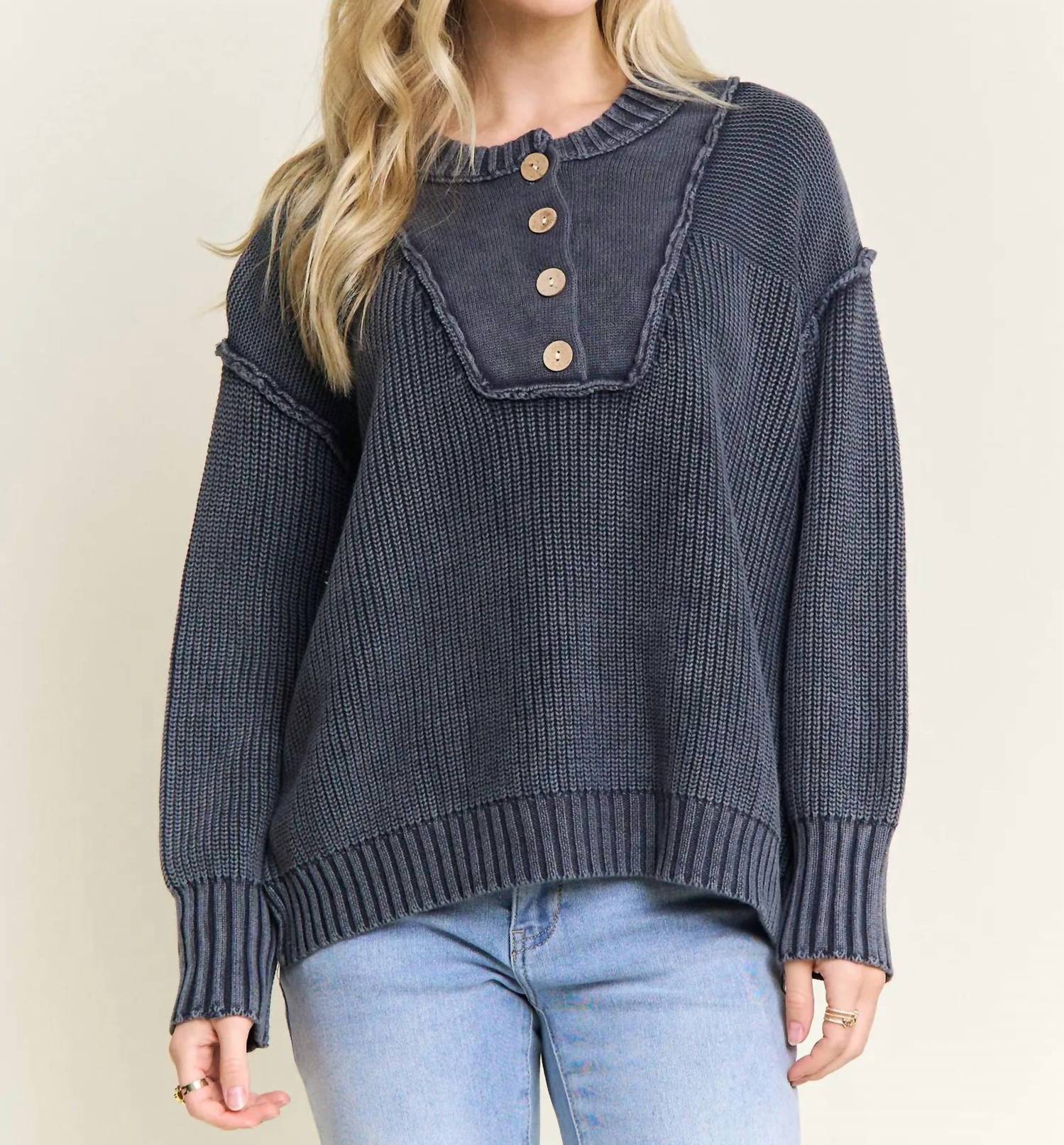 ee:some Midnight Textured Sweater in blue - women's sweater