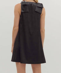 entro Tied With Grace Bow Dress in black - women's dress - detail view