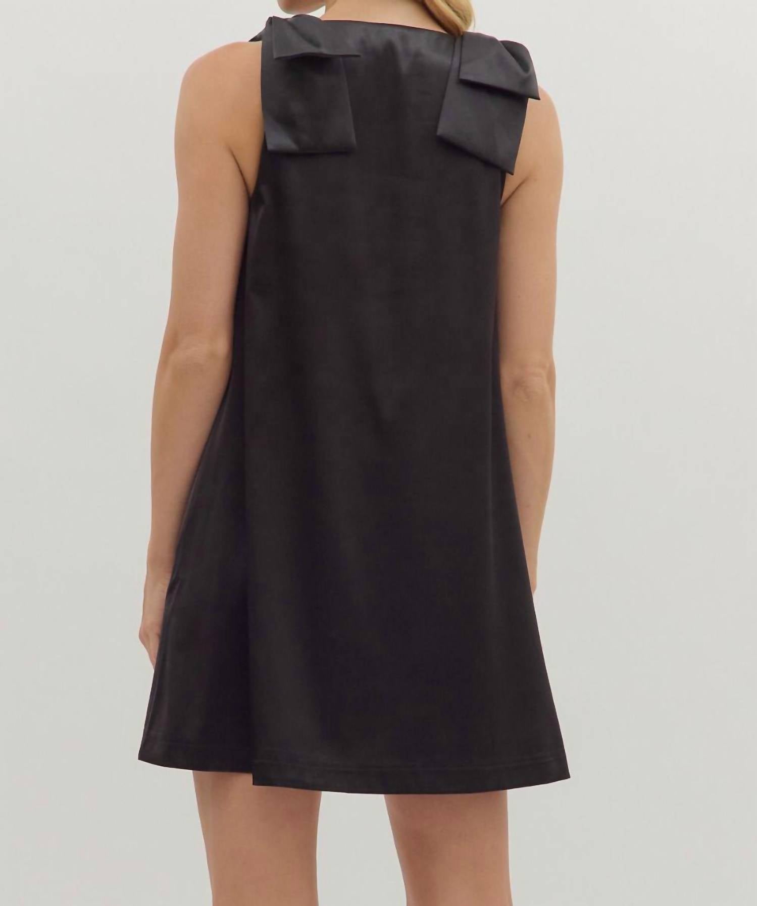 entro Tied With Grace Bow Dress in black - women's dress - detail view