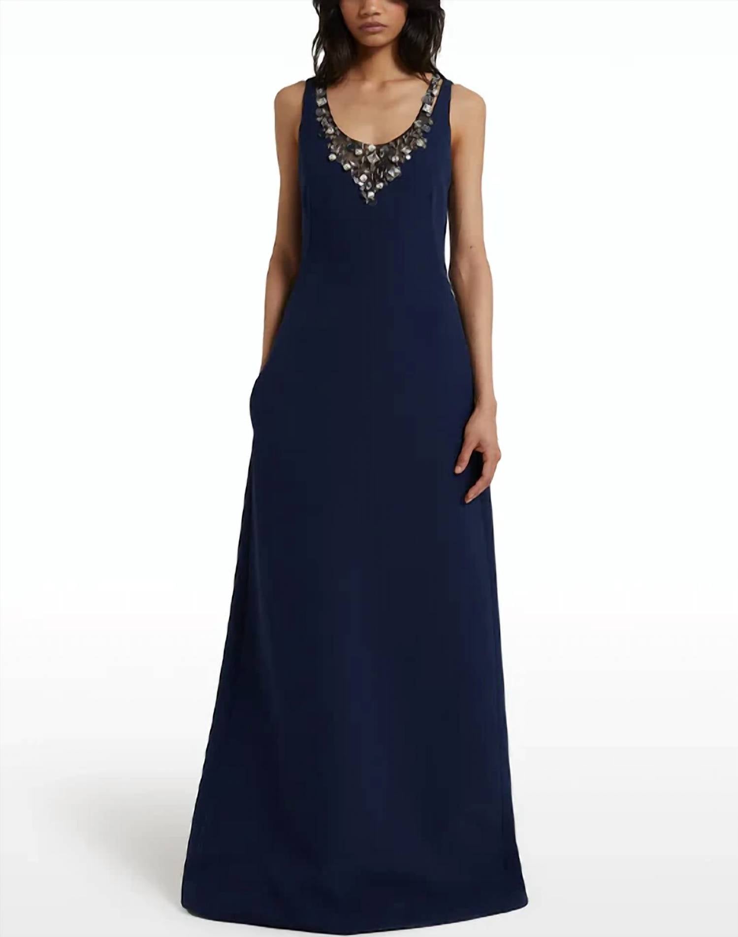 Safiyaa - Mariam V-neck Aline Gown with Embellishment