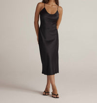 current air The Selene Silk Slip Dress in black - women's dress