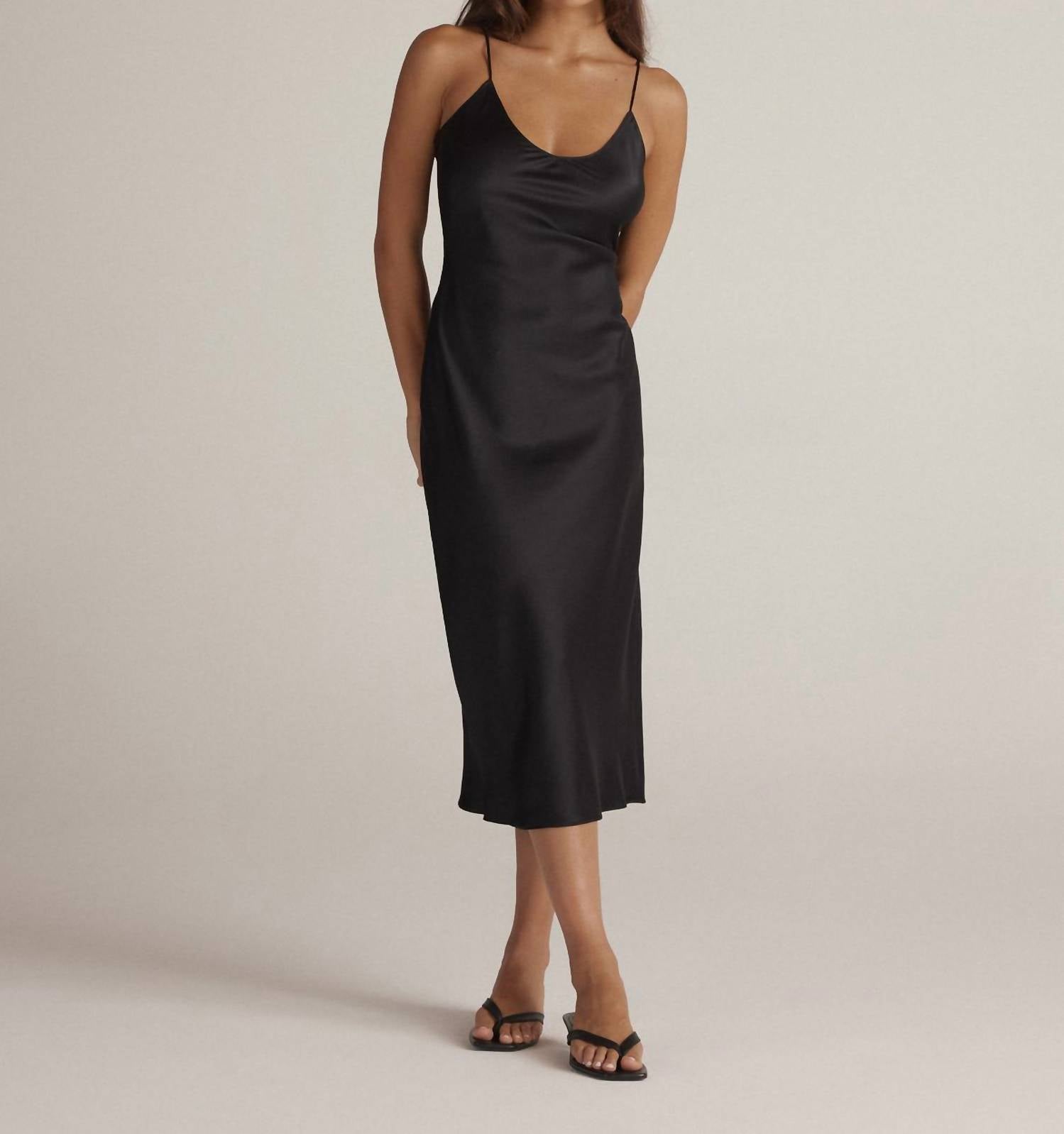 current air The Selene Silk Slip Dress in black - women's dress