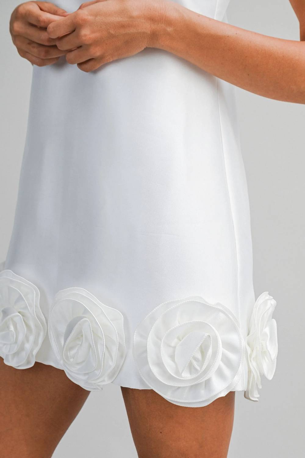Mable - Women's Flower Hem Detail Mini Dress