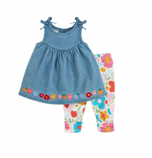 Mudpie - Girls Embroidered Tunic Set Capris