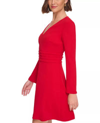 Tommy Hilfiger - Pleated V-neck Zipped-sleeves Dress