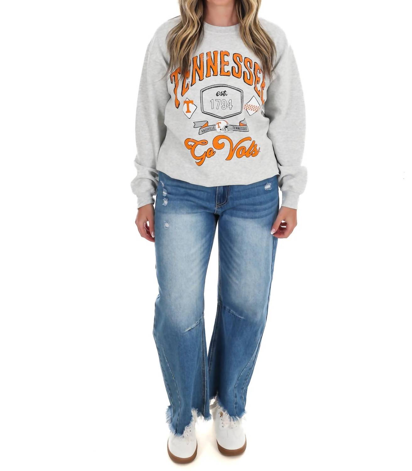 Livylu - Women's Tennessee Vols Patches Thrifted Sweatshirt