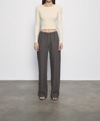 Enza Costa - SUPIMA BABY RIB LONG SLEEVE CROPPED TOP