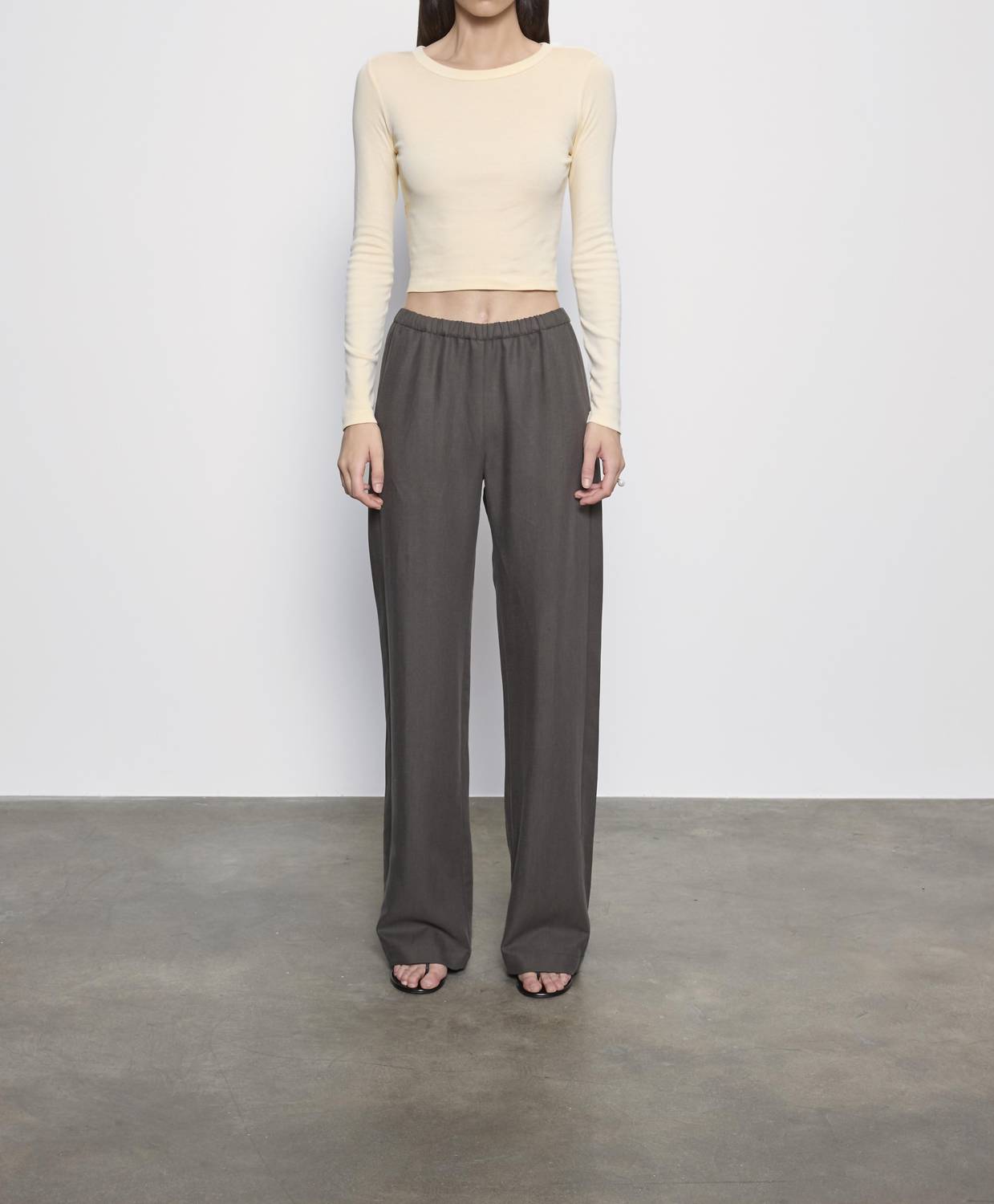 Enza Costa - SUPIMA BABY RIB LONG SLEEVE CROPPED TOP