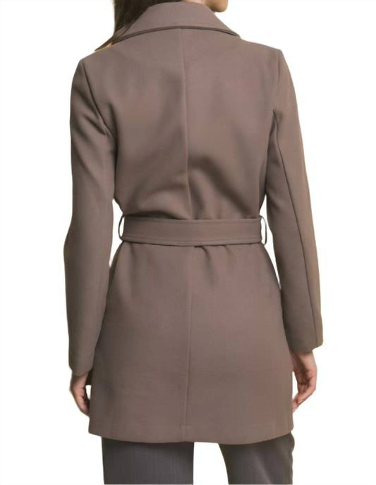 Love Tree - Lapel Collared Trench Coat With Waist Tie