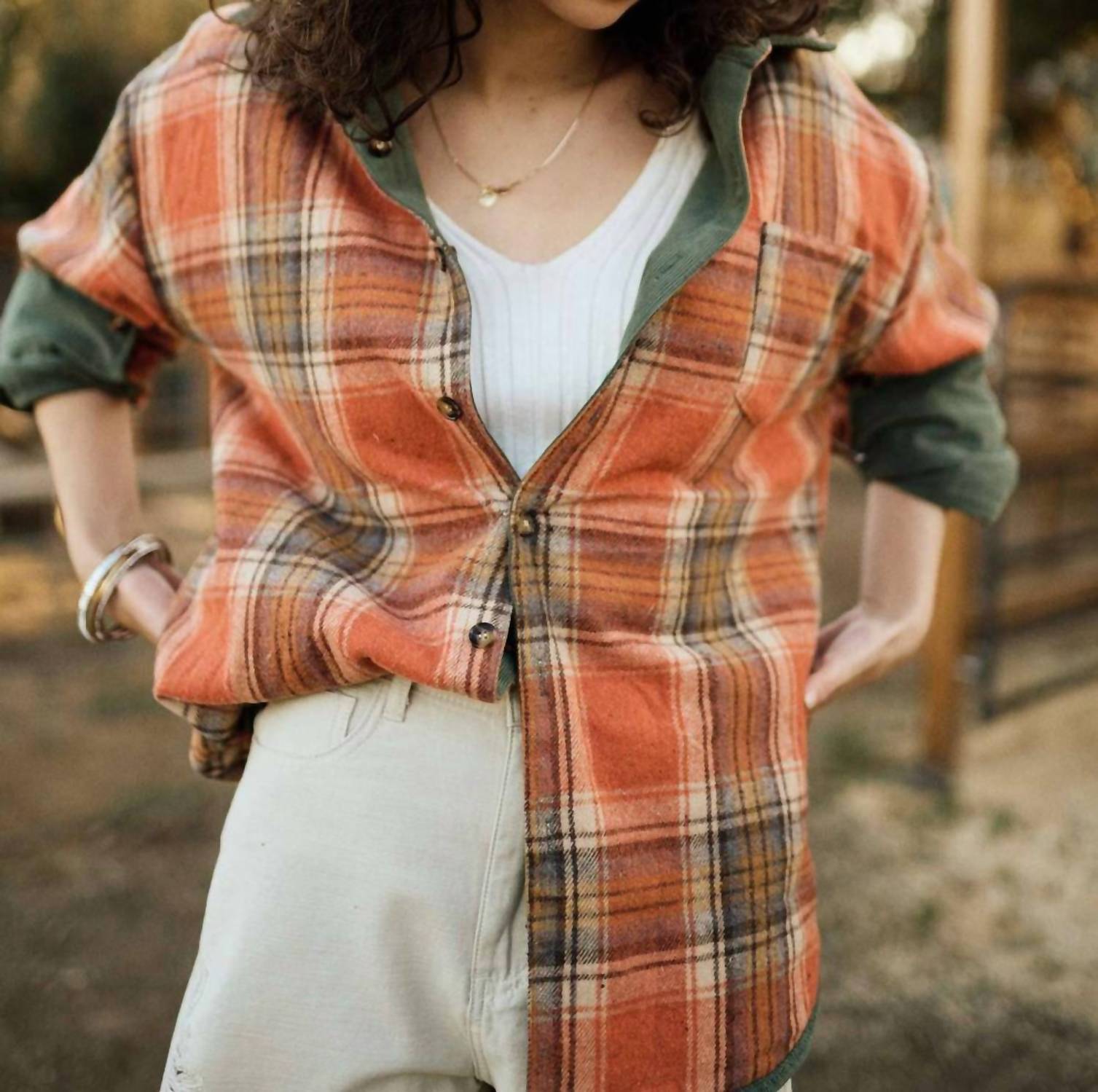 Mello - Reversible Corduroy And Plaid Button Down Shirt