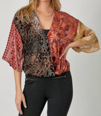 mystree Crimson Luxe Cropped Blouse in burgundy red - women's blouse