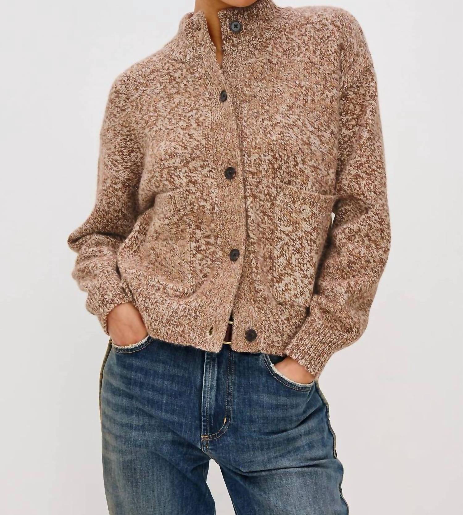 Rails Olvera Long Sleeve Sweater in umber marl - women's sweater - detail view