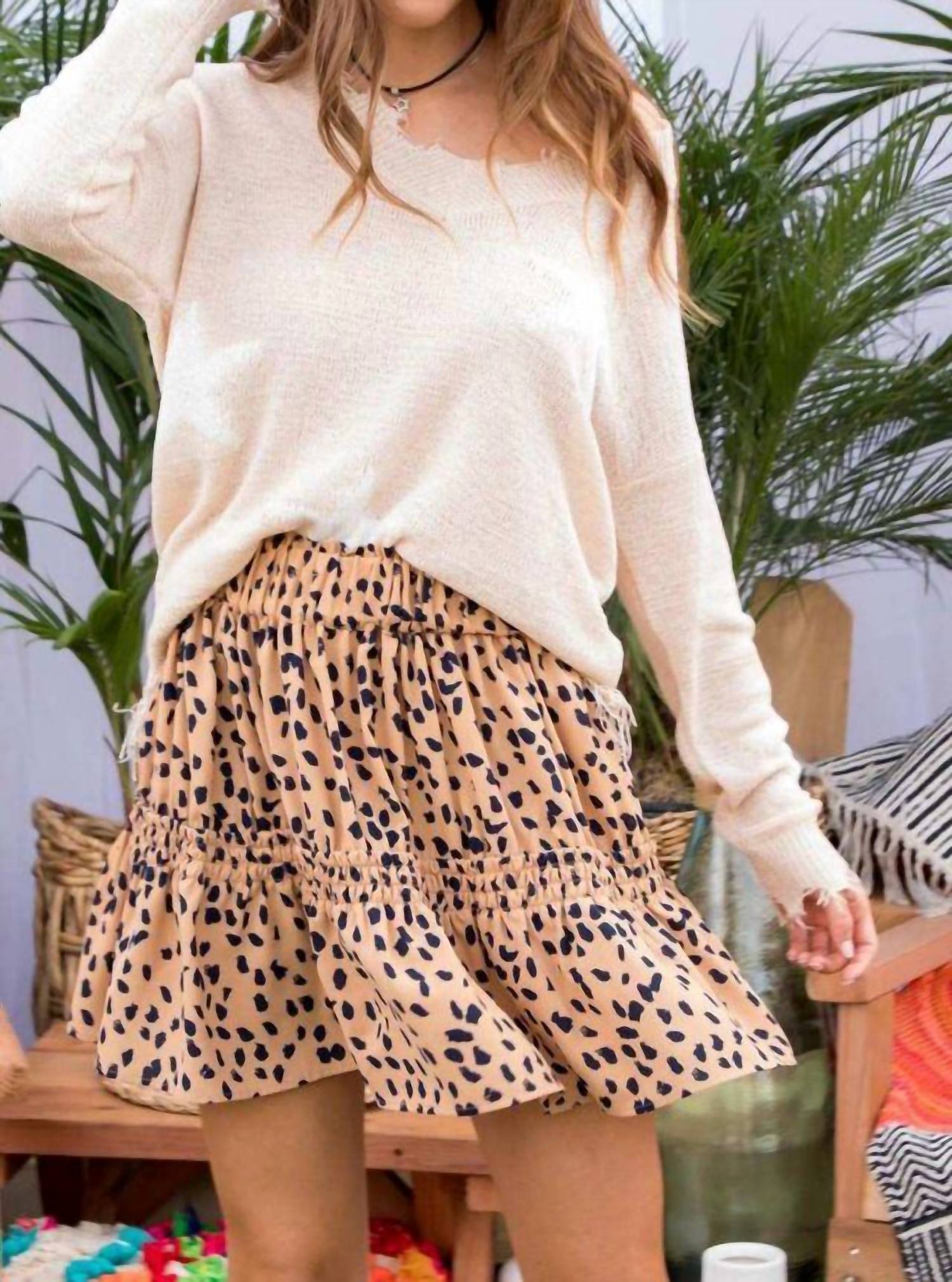 Main Strip - Tiered Leopard Mini Skirt