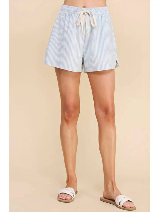 Allie Rose - Striped Linen Drawstring Shorts