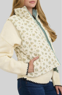 Blu Pepper - Floral Zip Up Puffer Vest