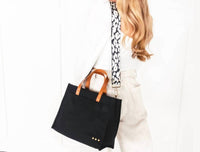 Pretty Simple - Quilted Cotton Tote With Black & White Strap
